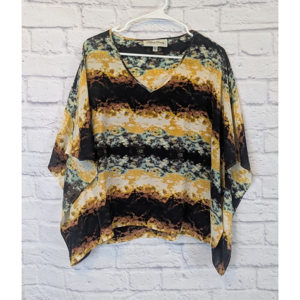 Fifteen Twenty Marbled Silk Top Poncho Dramatic Size Small